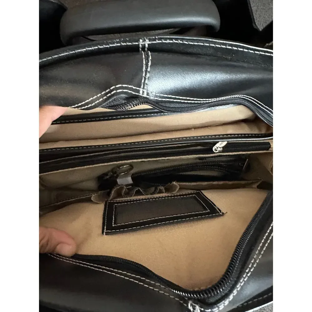 McKlein Glen Ellyn Leather Detachable-Wheled Laptop Case Removable Sleeve NWT